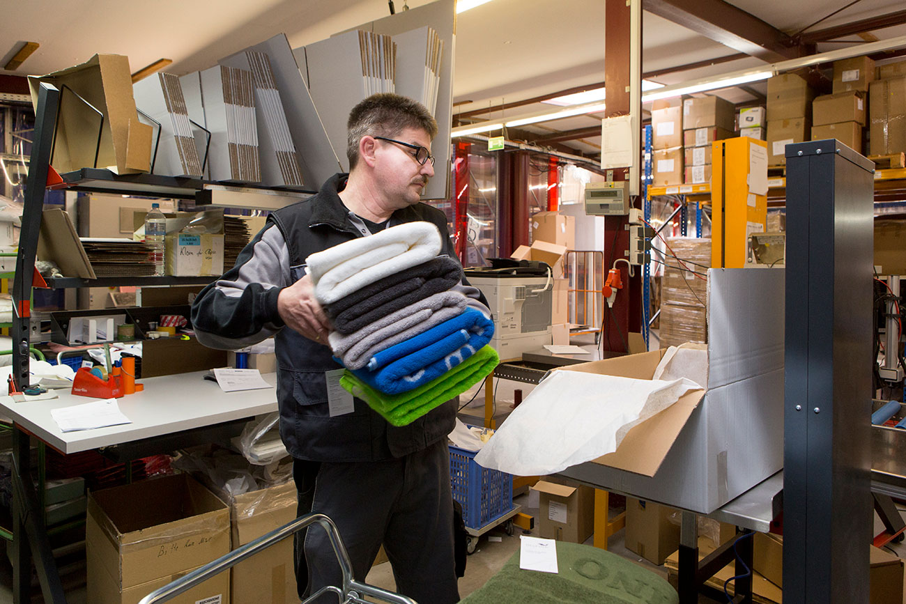 Verpackung der Duschtücher